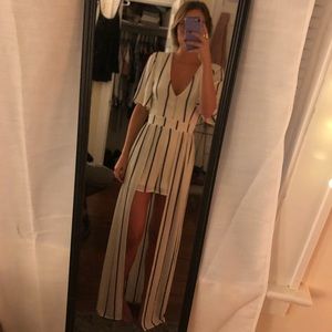 White romper with black stripes